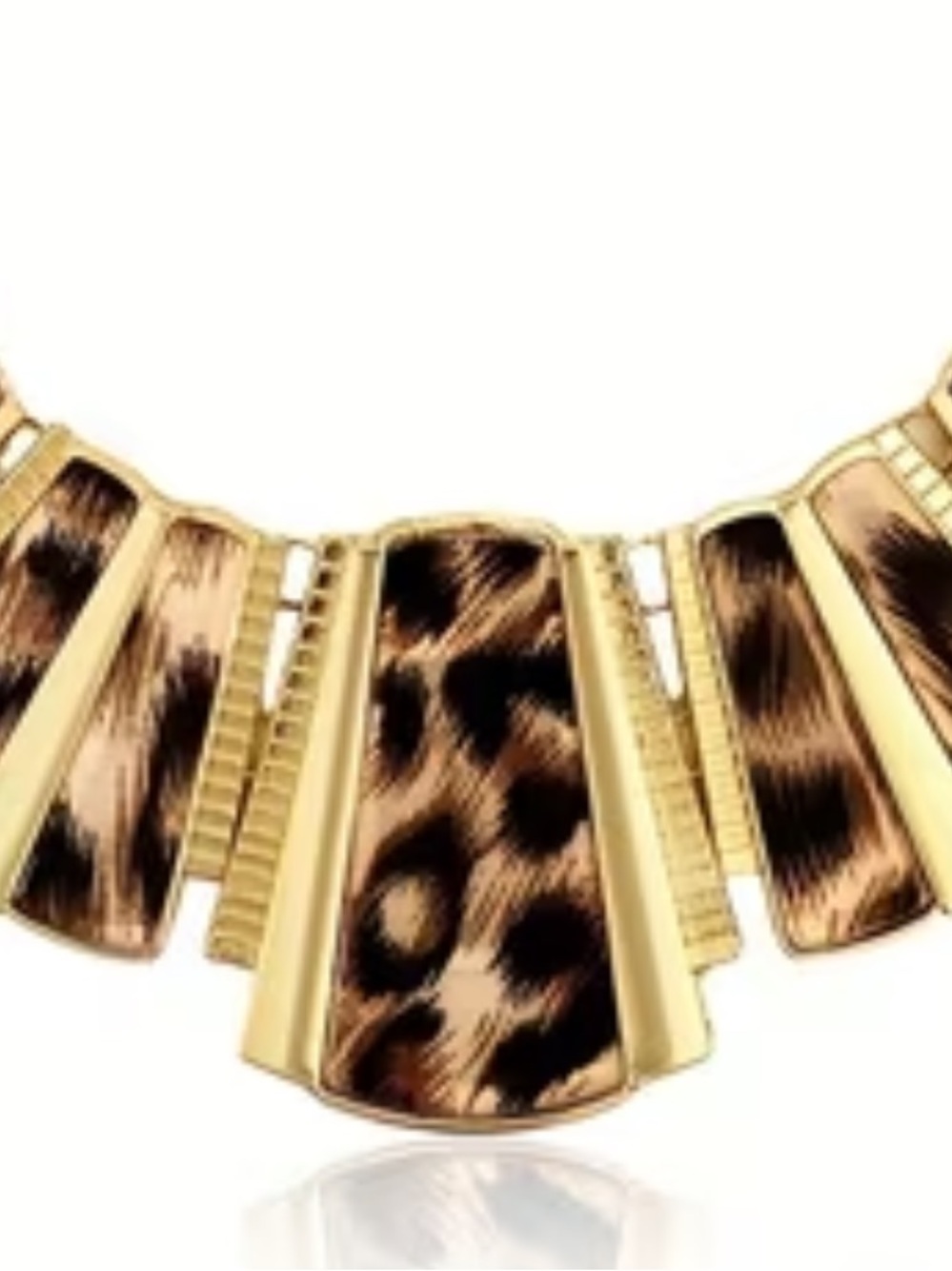 Private Label Gold and Leopard-Print Statement Necklace